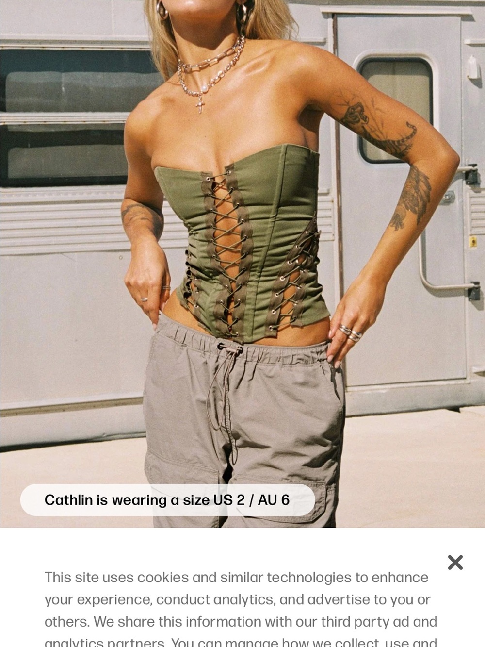 Princess Polly Olive Green Lace-Up Strapless Corset